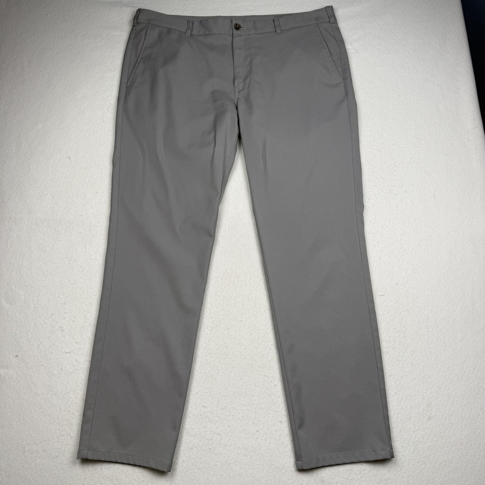 Mizzen+Main Baron Pants Mens 38x32 Gray Stretch Chino Slim Office Travel Casual